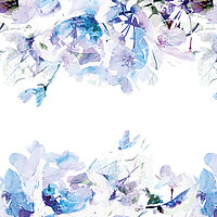 Aquarell-Blumenmotiv „Blossom“ in Blau- und Lilatönen für elegante Lamellenvorhänge