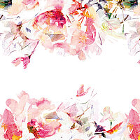 Aquarell-Blumenmotiv „Blossom“ mit floralen Elementen in Rosa und Rot für bedruckte Lamellenvorhänge
