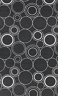 Rollo mit weissen Kreisen in verschiedenen GrĂśssen auf schwarzem Hintergrund als modernes Designmotiv